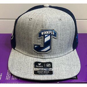 Winnipeg Jets Gray Navy Fanatics Authentic Pro Snap Back Cap Hat Brand New